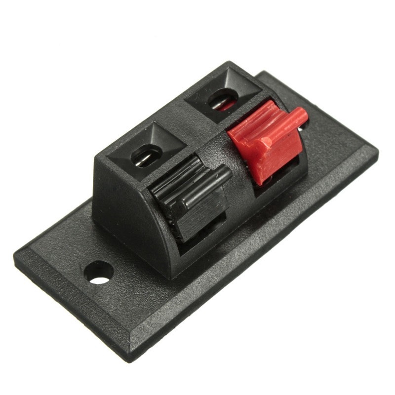 2Pcs 2 Way Speaker Terminal Block 2 Way Connector Vertical Amplifiers PCB Mount 2 Positions Jointingm Clamp Test Clip Stereo Strip Shape Push Release Plate 1 Black 1 Red Electrical Circuitry Parts. 