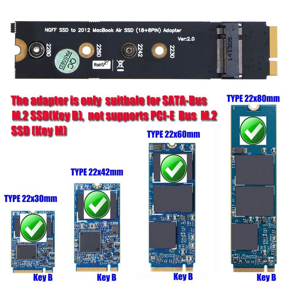Vktech M.2 NGFF SSD to 18+8pin SSD Adapter Card for MacBook Air 2012 A1465 A1466