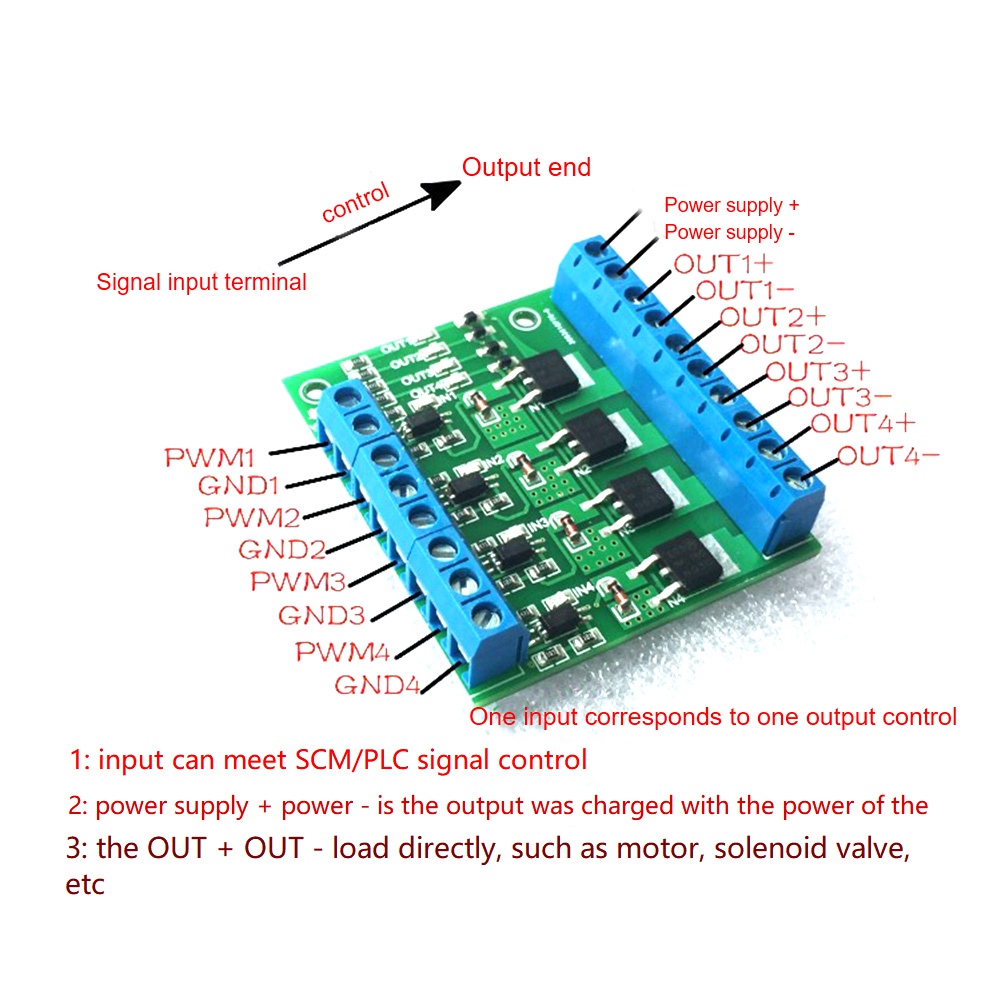 4 Channel Amplifier Circuit Board Driver Module Optocoupler Isolation DC Module (Green,1 Pcs). 