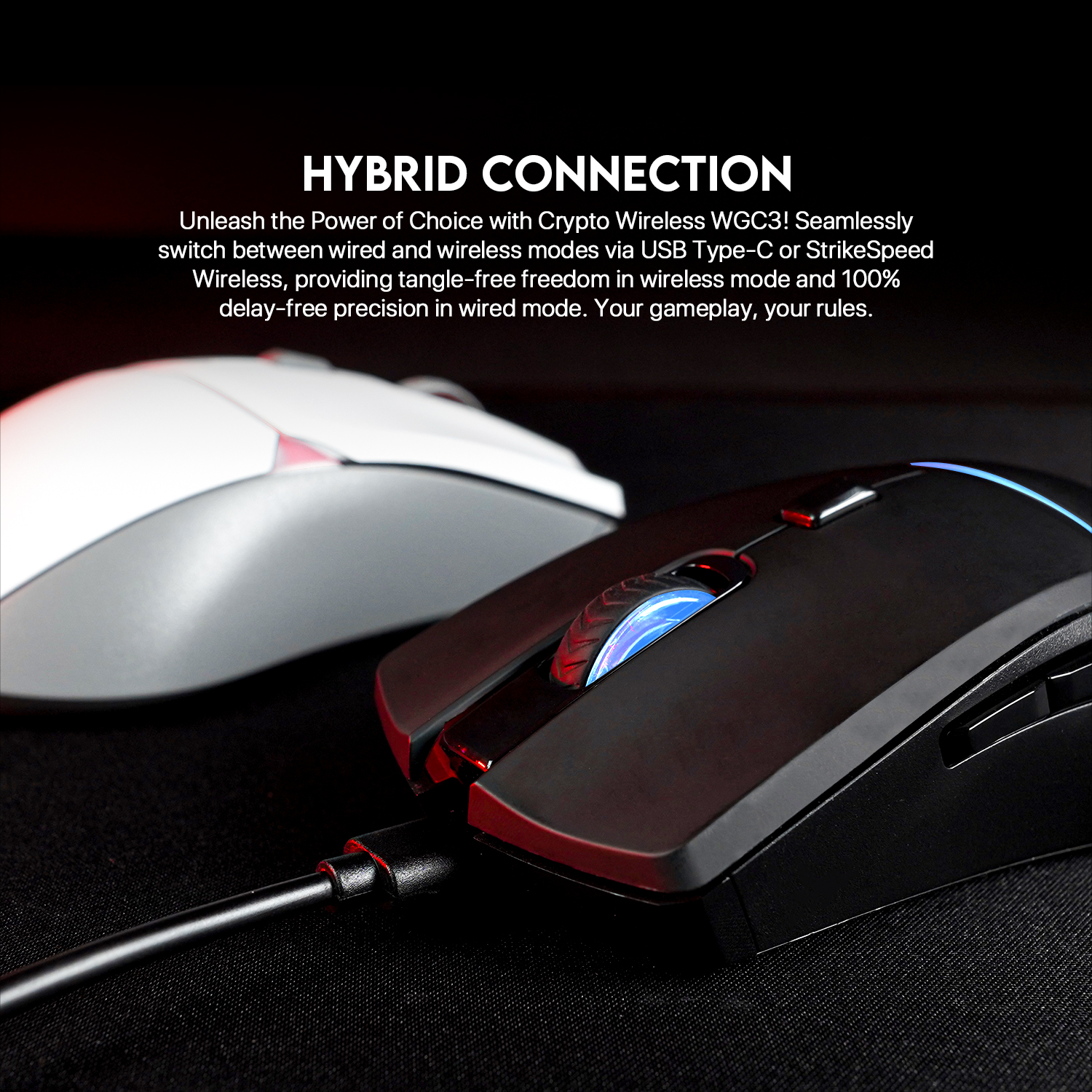 FANTECH WGC3 CRYPTO Wired And Wireless Gaming Mouse Pixart 3325 And 10000 DPI Mouse Poling 1000Hz Macro 6 Button Mice. 