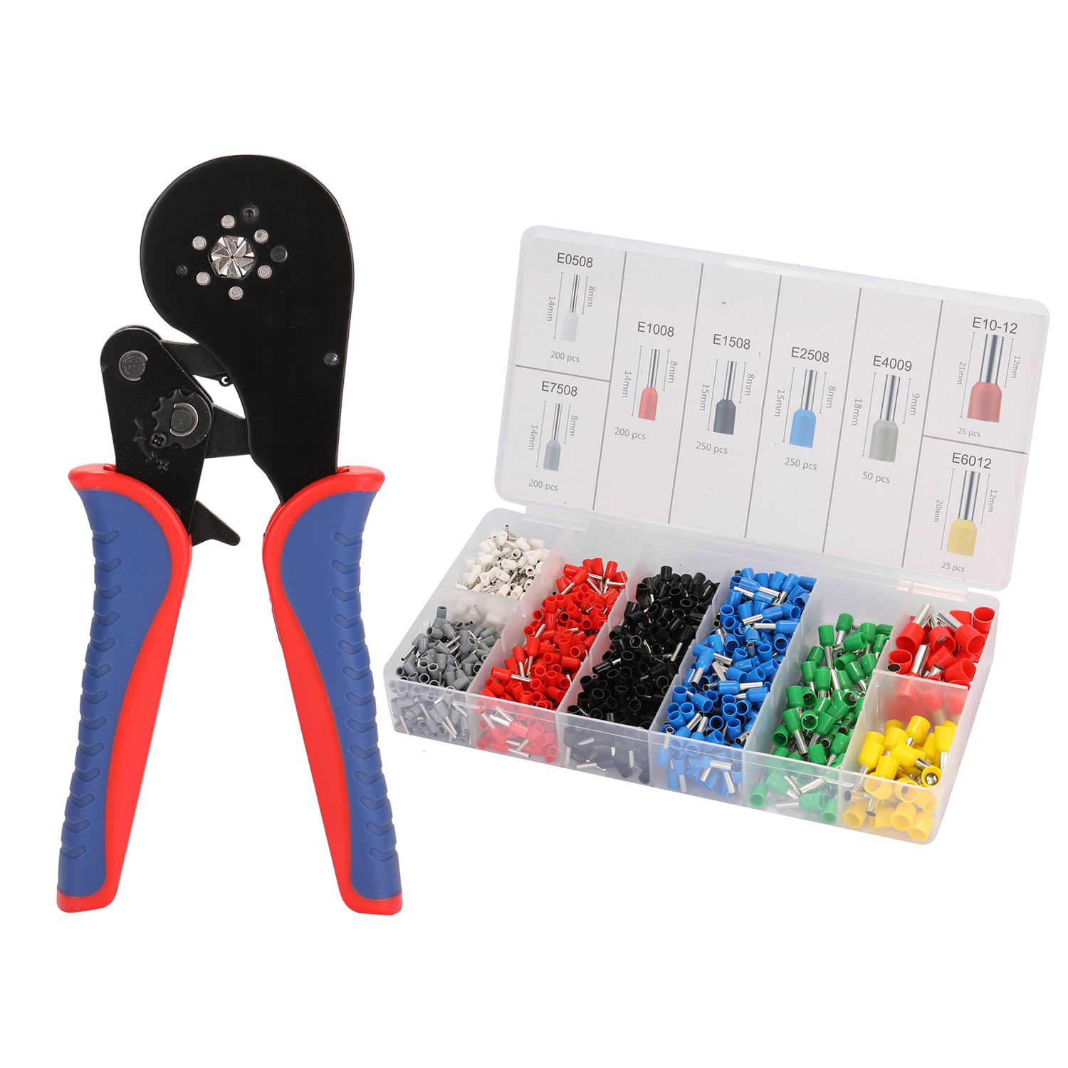 KOGEEK HSC8 16-6 0.08-16mm² Ferrule Crimping Tool Kit High Hardness Crimper Plier with1200pcs Wire Ferrules Crimp Ends Terminal. 