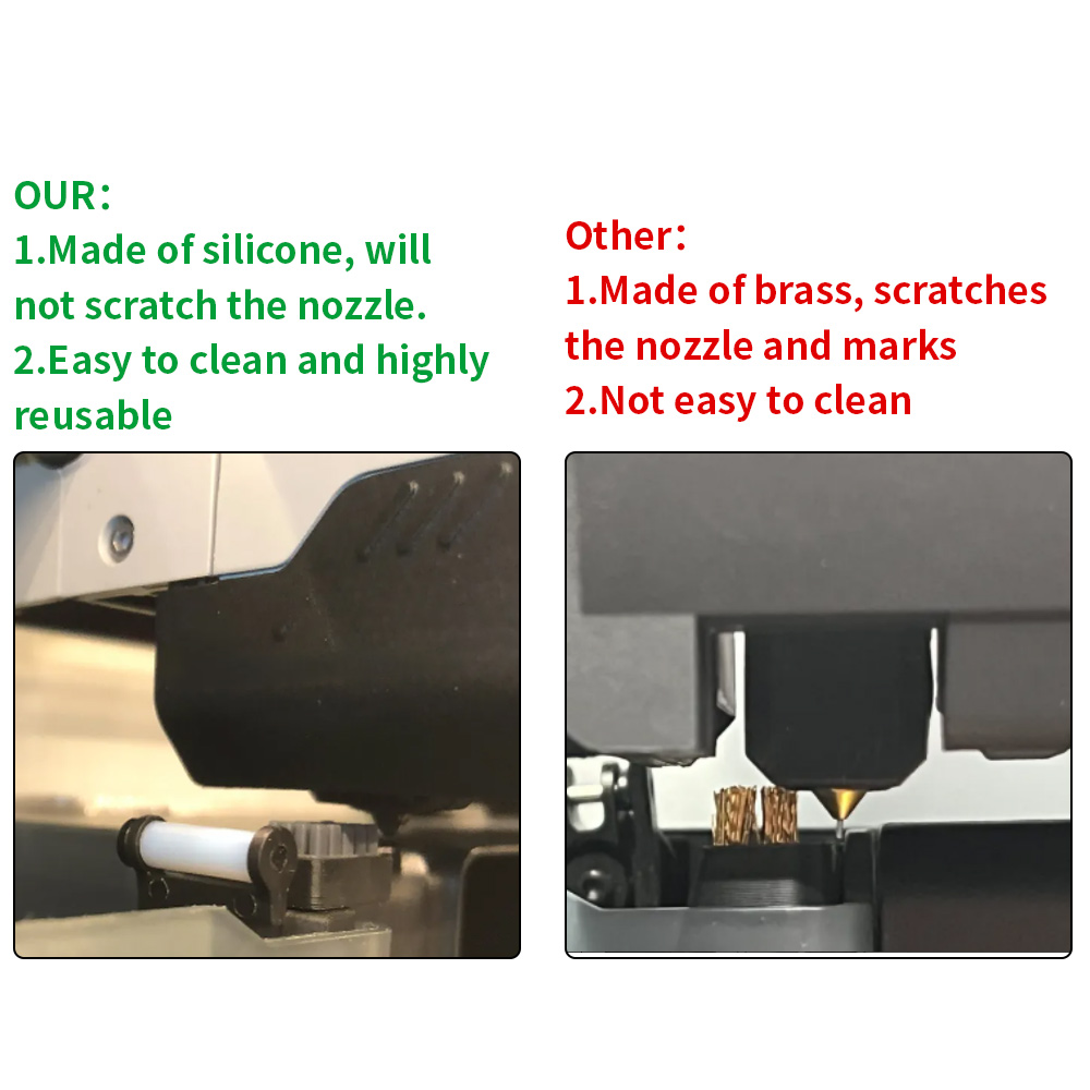 Nozzle Brush for Bambu Lab A1/A1 Mini Prusa XL Wiper Silicone Brush Hotbed Mounted Scrubber Cleaning Tool 3D Printer Accessories. 