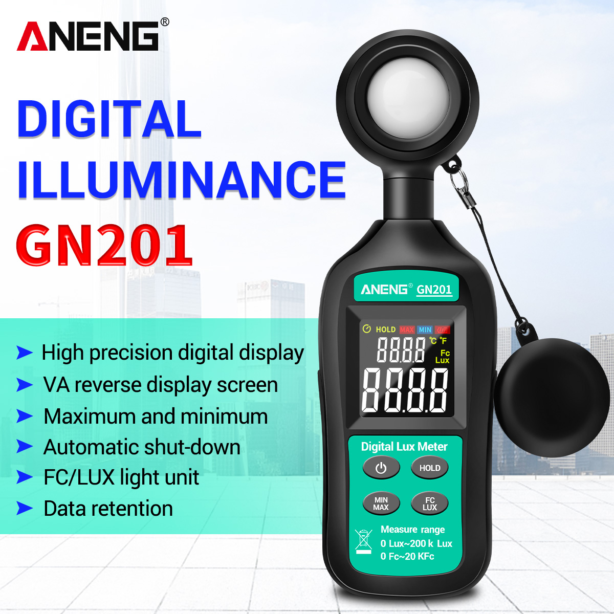 Mini Digital Lux Meter 0-20,0000 Lux Illuminance Meter LCD Display Handheld Illuminometer High Precision Light Meter Photometer Luxmeter