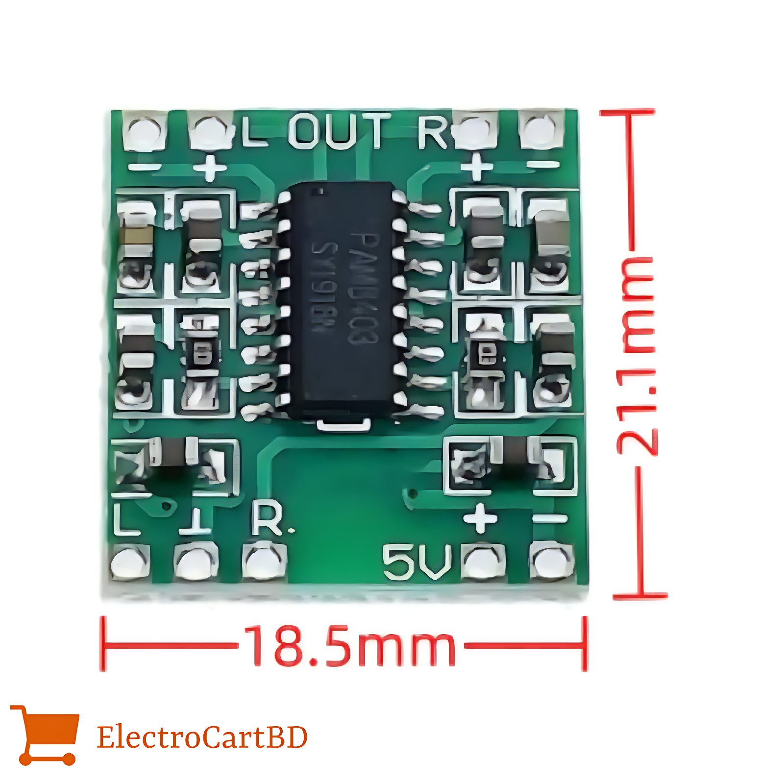PAM8403 Digital Amplifier Board – 3W Dual Channel Stereo Module. 