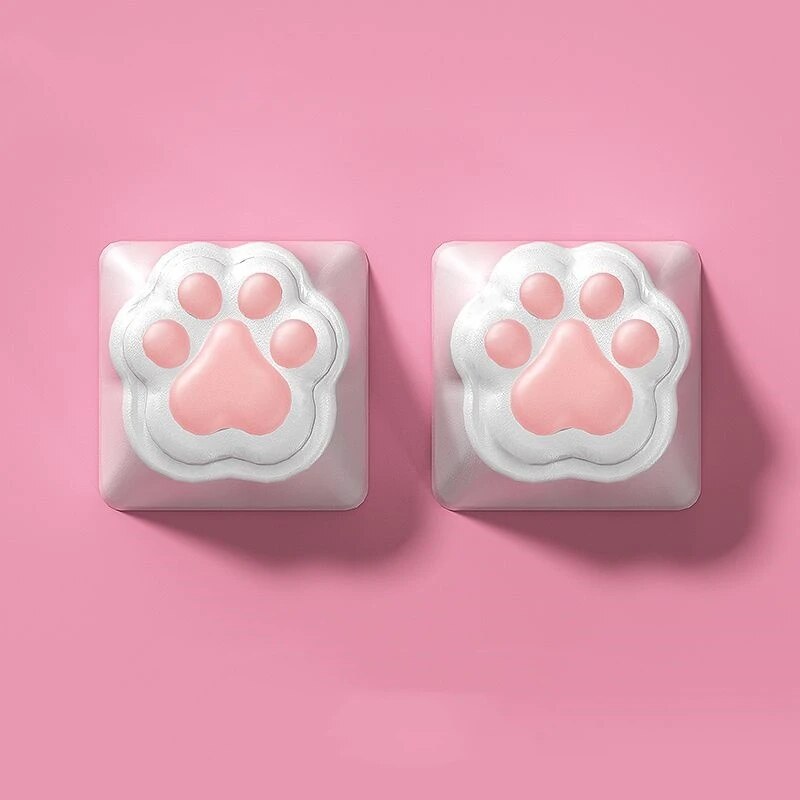 ZIFRIEND 4Pcs Cute Cat Paw Keycaps for Mechanical Keyboard Cherry MX Switch DIY Custom Silicone Key Cap Artisan Pink Color. 