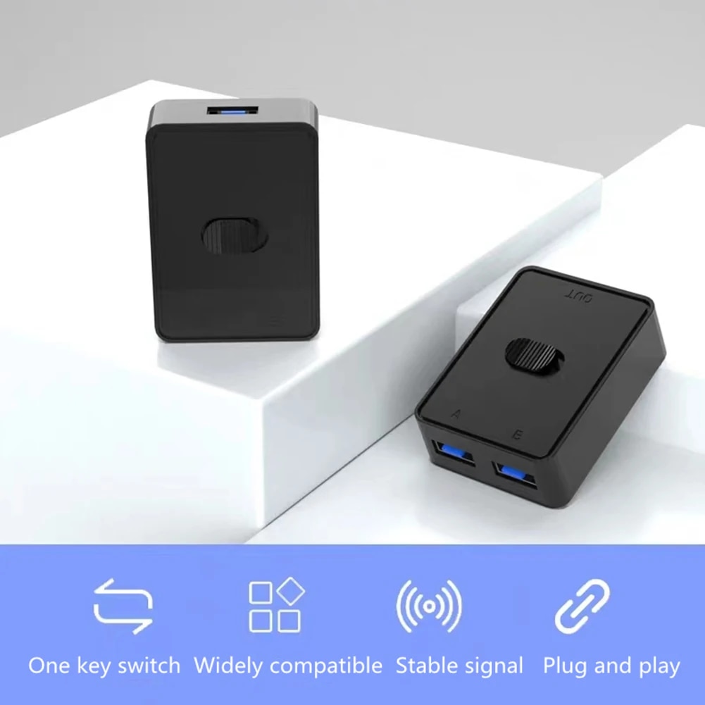 USB Switch 5Gbps KVM USB HUB 2 in 1 Out 1 in 2 Out USB 2.0 Switcher Selector USB 3.0 Two-Way Sharer for Printer Keyboard Mouse. 