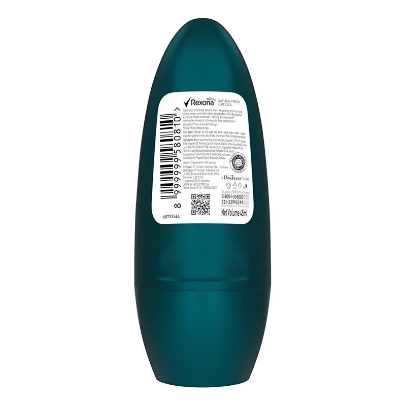 Rexona - Natural Fresh Lime Cool Deodorants Dry Roll On For Men - 45ml. 