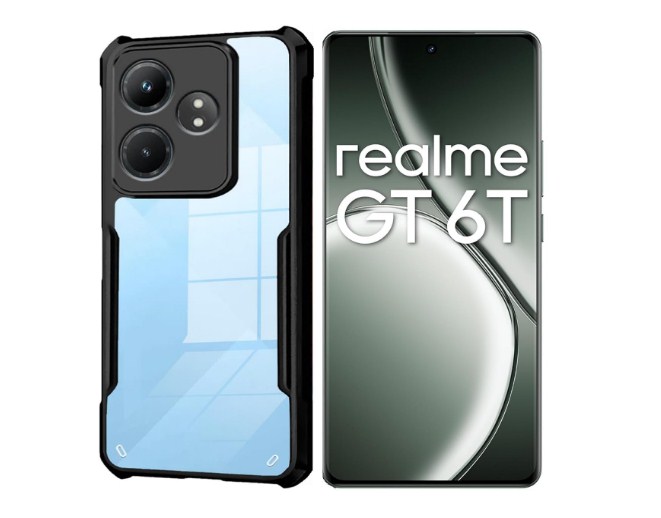 Spazy Case® Realme GT Neo6 SE 5G / Realme GT 6T 5g Back Cover | 𝐑𝐞𝐚𝐥𝐦𝐞 𝐆𝐓 𝐍𝐞𝐨𝟔 𝐒𝐄 𝟓𝐆 / 𝐑𝐞𝐚𝐥𝐦𝐞 𝐆𝐓 𝟔𝐓 𝟓𝐠  Transparent Crystal Clear Hard PC Back Case with TPU Bumper, Drop Protection Case for 𝐑𝐞𝐚𝐥𝐦𝐞 𝐆𝐓 𝐍𝐞𝐨𝟔 𝐒𝐄 𝟓𝐆. 