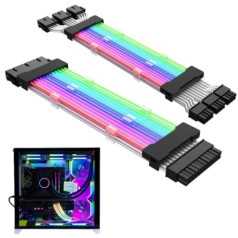 Motherboard RGB Extended Pin Power Cord Pin 6+2 GPU 8n PCIEX 24PiARGB PSU Power Extension Cable RGB Flow AT Long Cable. 