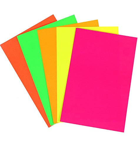 A4 Size Colored Fluorescent Paper Neon Craft Paper Sheets for DIY, Scrapbooks, School Projects, Card Making, Posters, Hobbies - Pack of 100 (10 Colors china paper). 