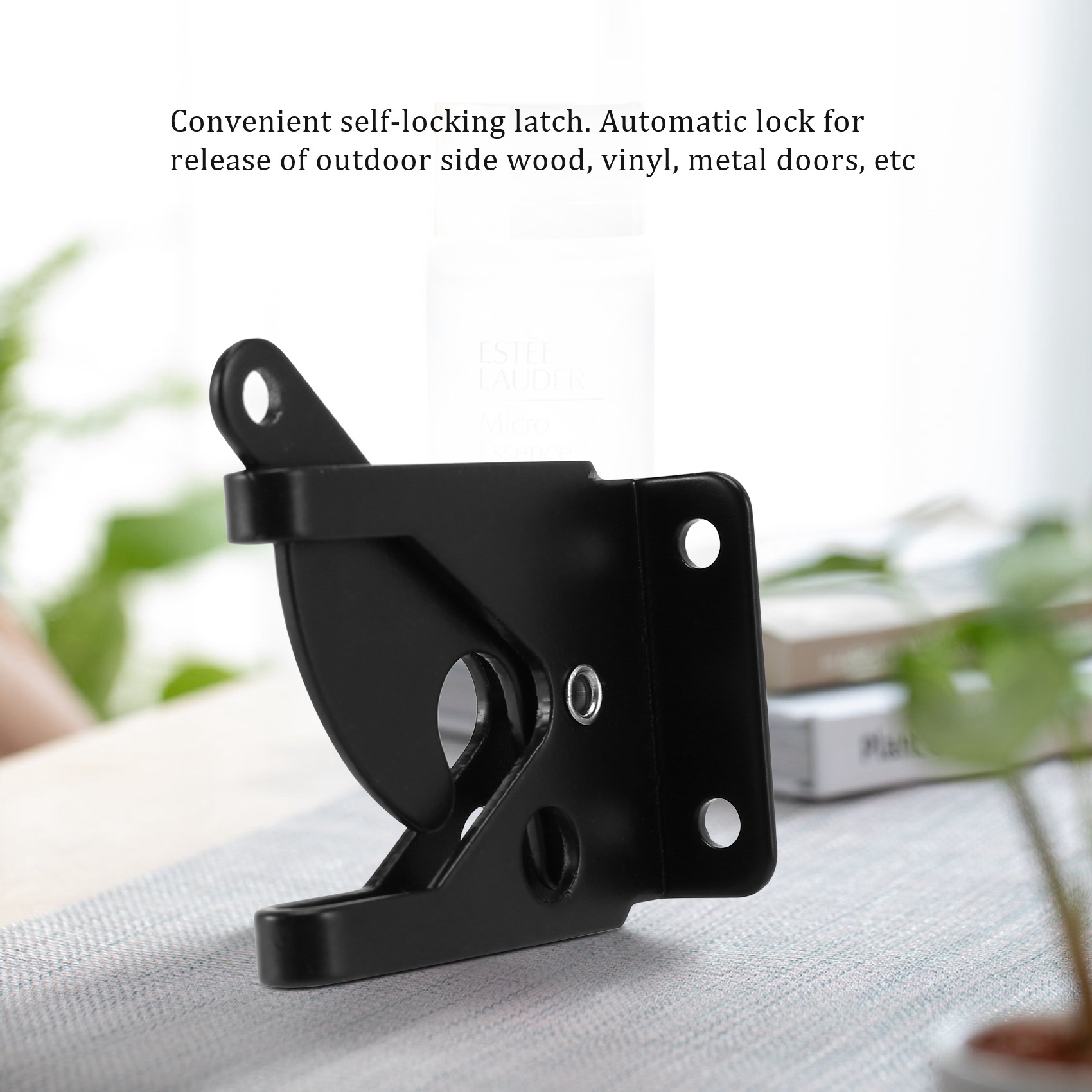 Self Locking Gate Latch Automatic Gravity Lever Fence Gate Lock for Wood Fence Gate Door Latches Steel Black. 