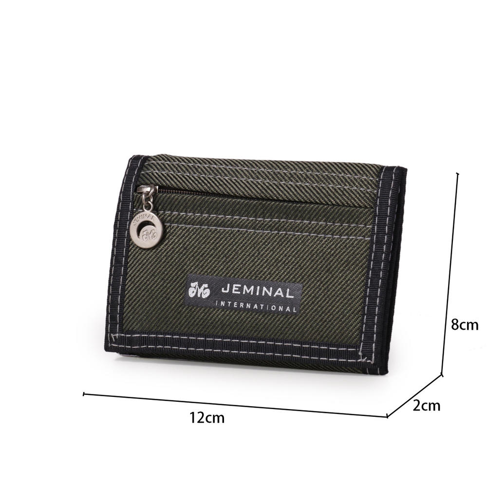 Zipper closure Canvas wallet Durable Assorted color Multi Card Trifold wallet Snap closure Compact size Men's wallet for use Travel School Gift for men Convenient. 