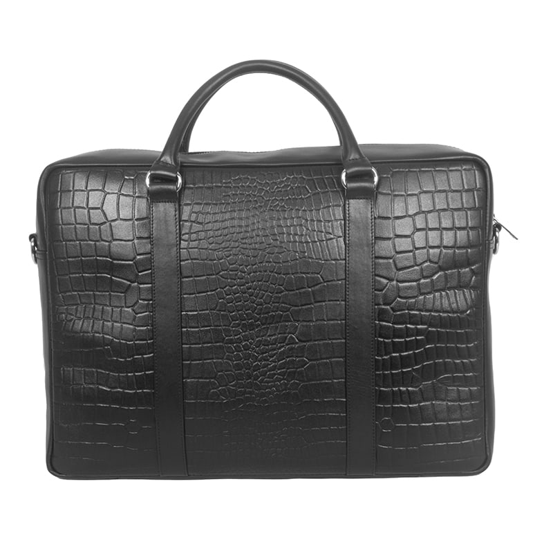 Croco Print Leather Briefcase Bag SBLB465