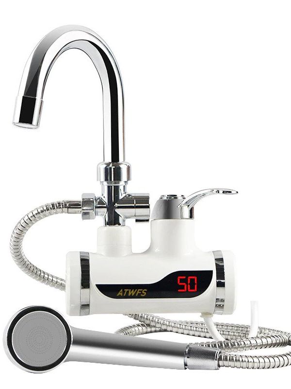 Electric Instant Hot Water Tap With Hand Shower, Digital Display ,Tankless Electric Faucet, Digital Bathroom Heater (Wall Mount)