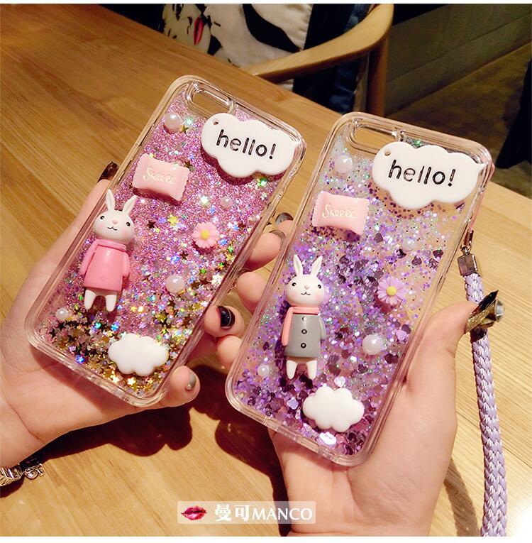 Applicable vivo Yang zi same style iqoo9 Quicksand y76S Mobile Phone Shell Silicone y9s Lanyard Rabbit Neo3 Trendy women. 