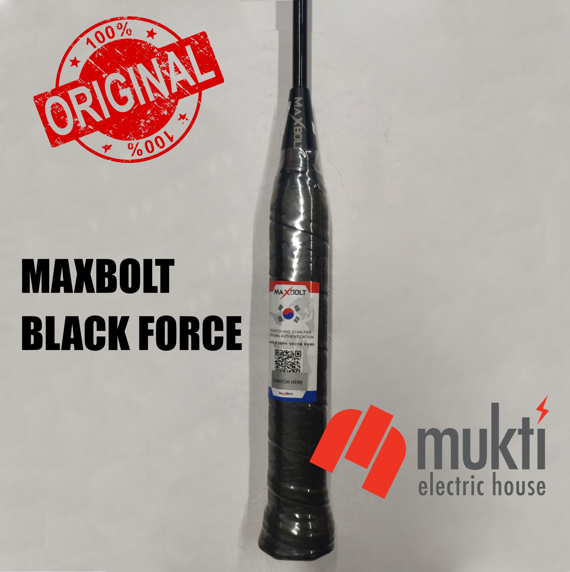 Korea Imported MAXBOLT BLACK FORCE Unstrung Badminton Racket Bat. 