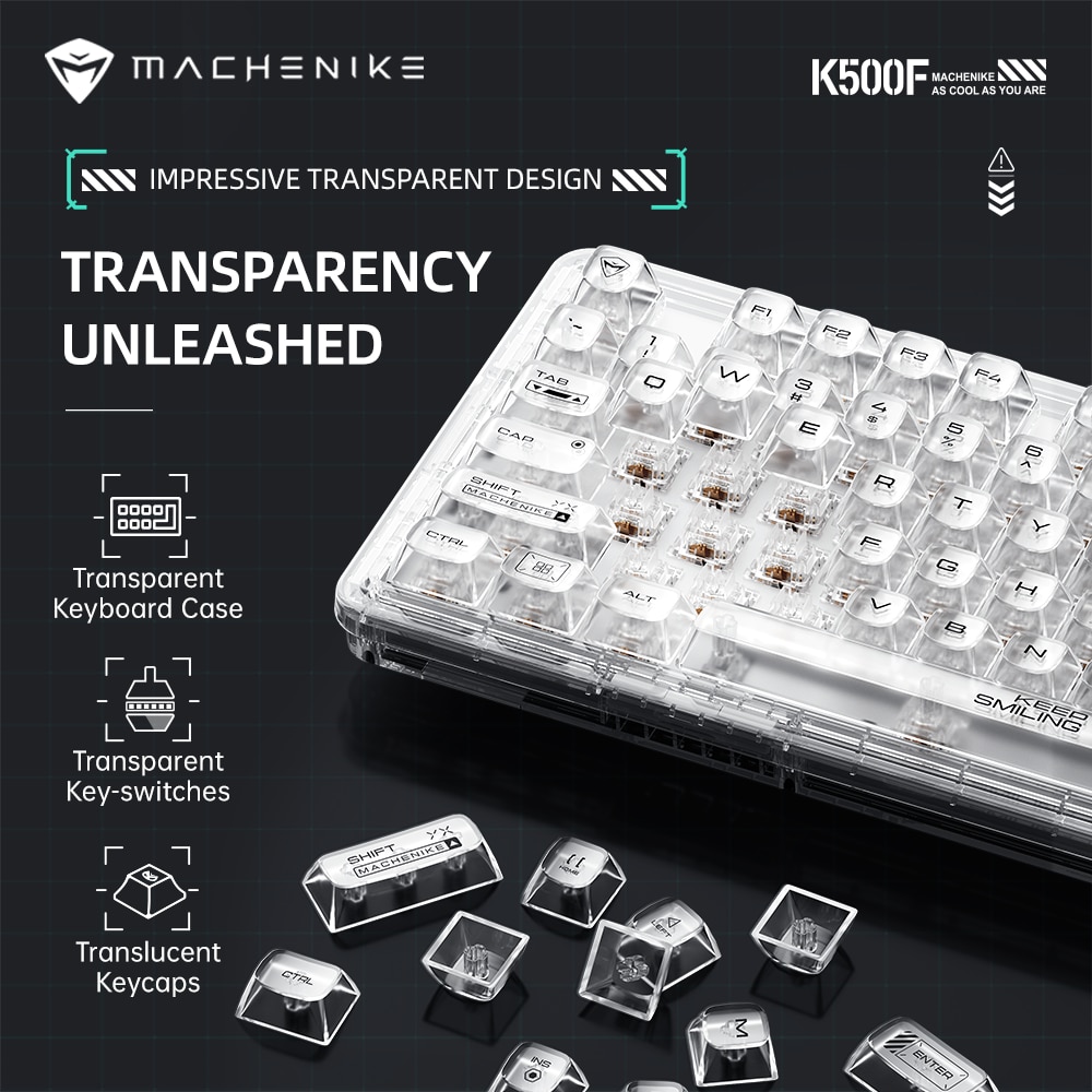 Machenike K500F Mechanical Keyboard Gasket Mount 75% Compact TKL Layout RGB Backlit Wired Mode Gaming Keyboard for PC Latop. 