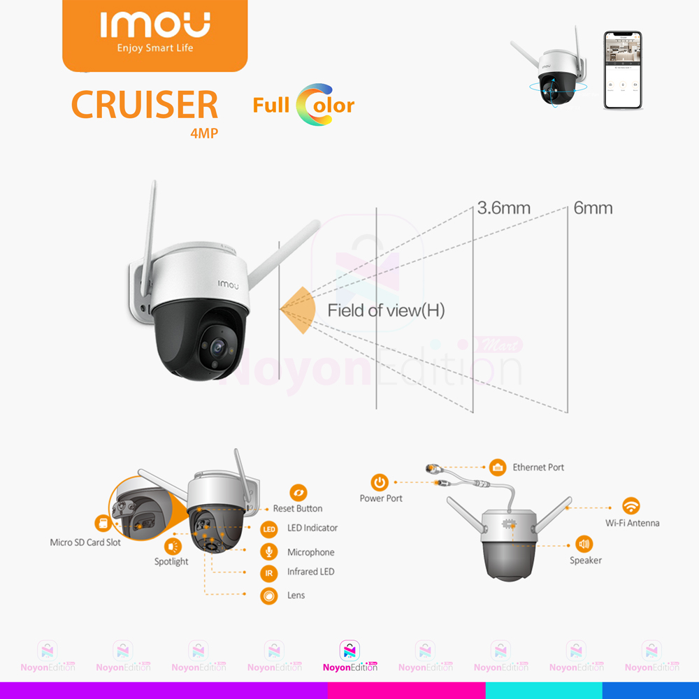  Imou Security Camera Outdoor with Floodlight and Sound Alarm,  4MP QHD Pan/Tilt 2.4G Wi-Fi Camera, IP66 Weatherproof 2.5K Bullet Camera,  Full Color Night Vision IP Camera with 2-way Talk, Cruiser 
