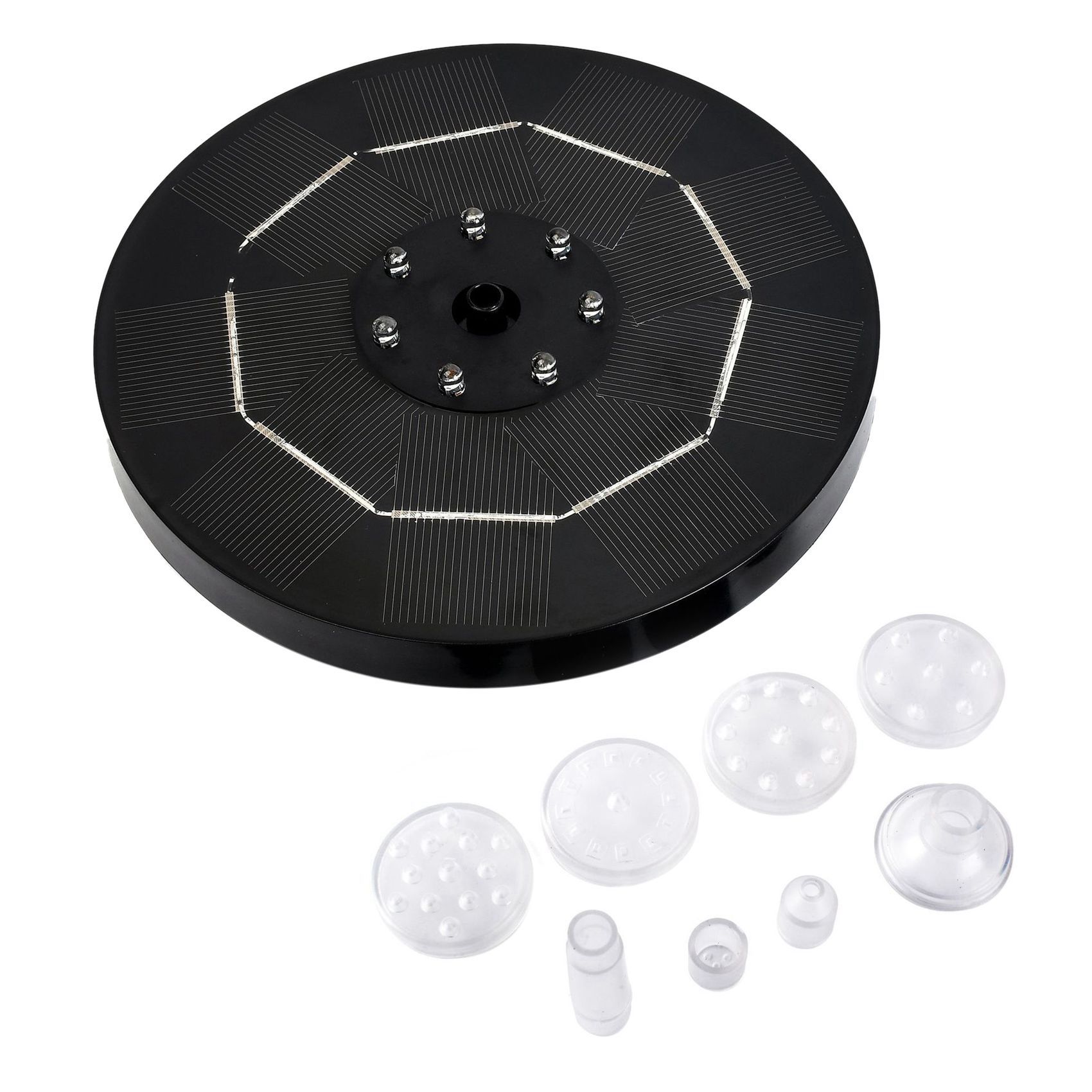 3.5W LED Solar Fountain for Birdbath, Solar Water Fountains with 6 Nozzles, Solar Powered Fountain Pump Decoration(16cm)