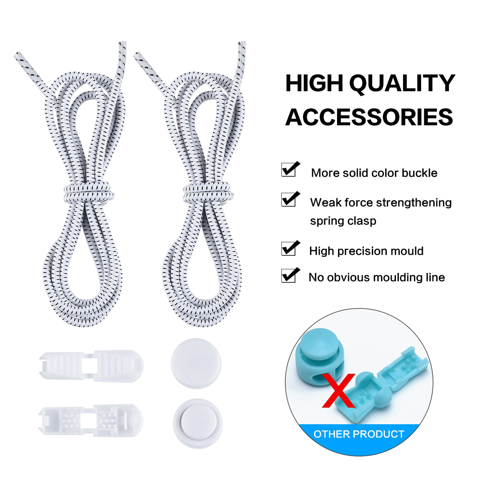 Hellery Elastic Shoe Laces No Tie Elastic Shoelaces with Lock Device Adjustable Tieless Shoe Laces Strings Fits Adults and Kids Boots and Casual Shoes. 