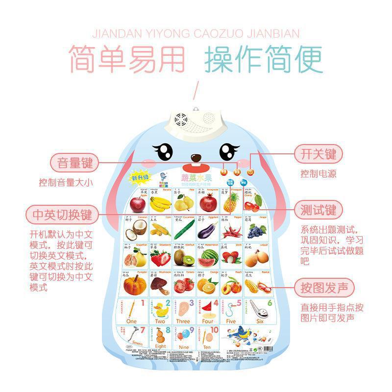 Pinyin sound chart cognitive enlightenment, early education, voice production children, speech recognition for babies, picture reading, word recognition, wall sticker toys. 