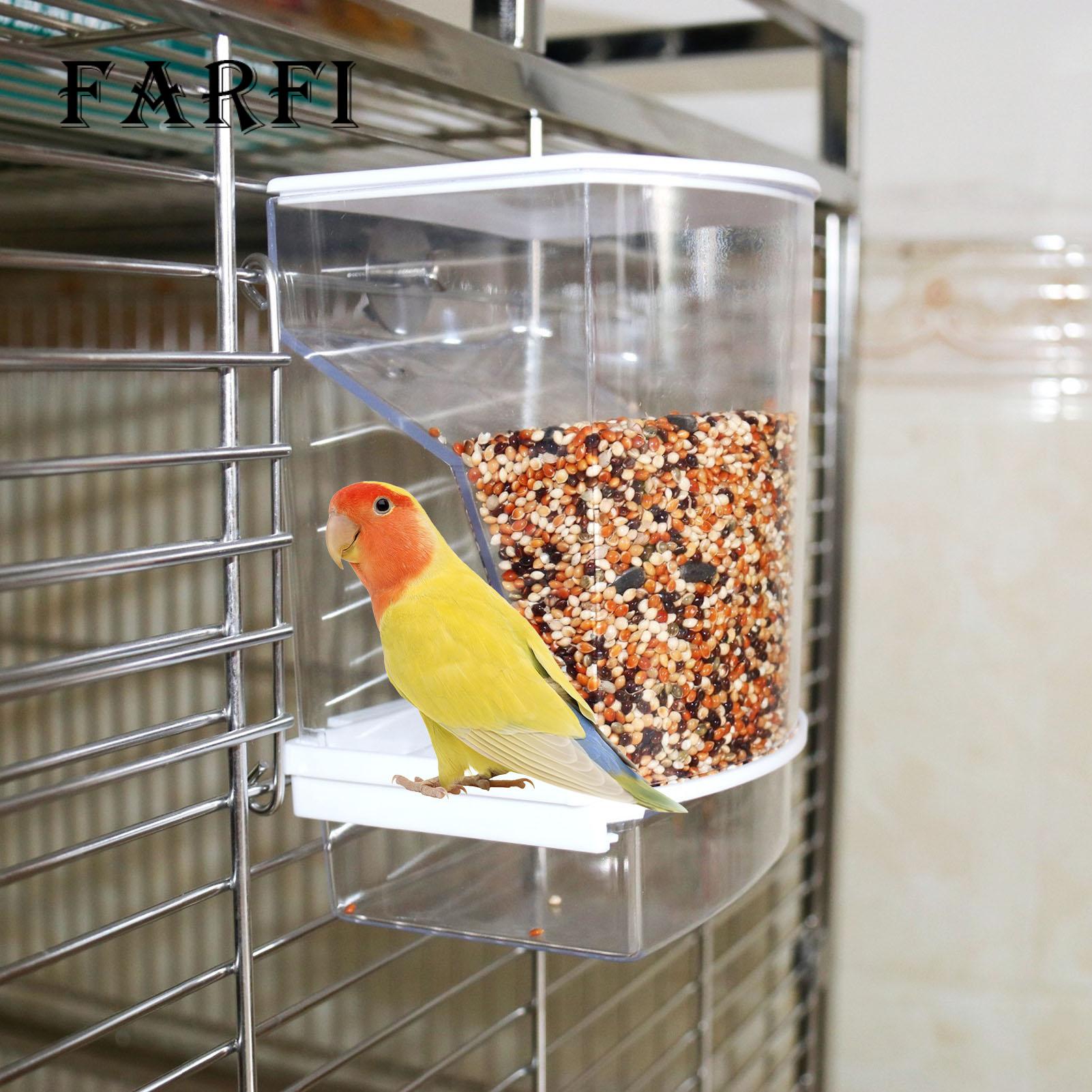 Easy to Observe Bird Feeder Large Capacity Automatic Bird Feeder for Parrots Transparent Hanging Food Container for Cage. 