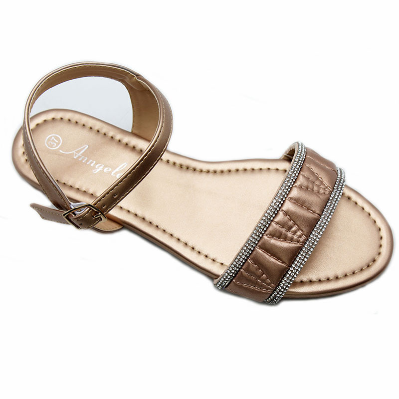 Wholesale Price High Quality Cape Verde Foreign Trade Rhinestone Flat Non Slip Plus Size Women's Sandals