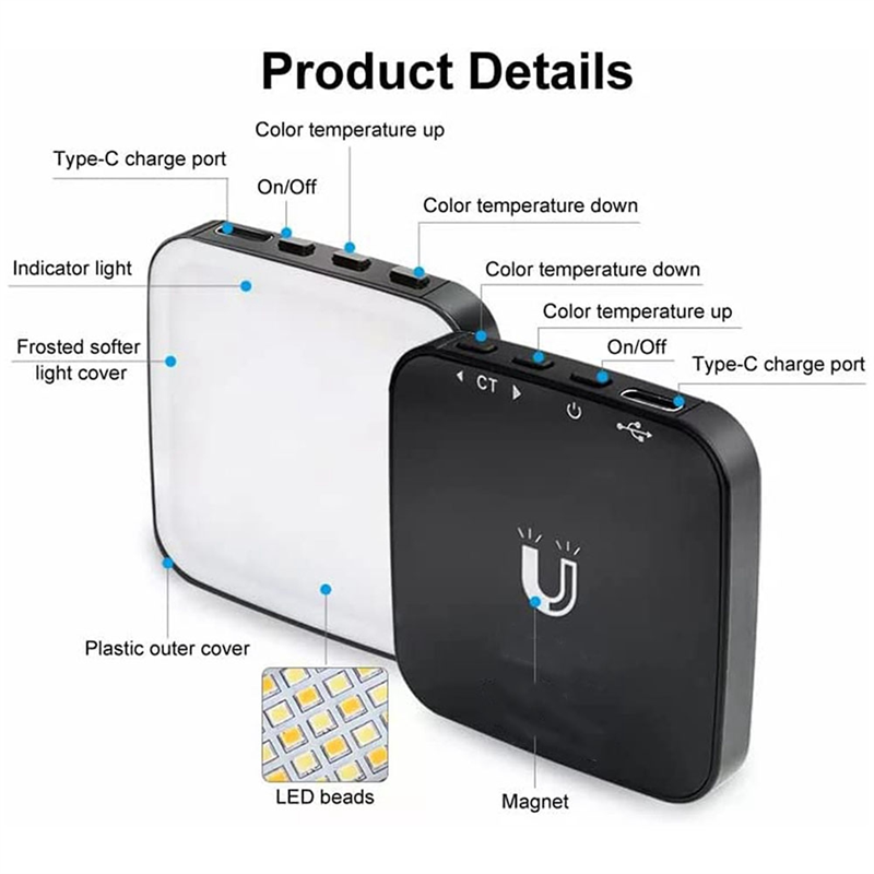 Mini Magnetic Pocket LED Light for MagSafe/iPhone 12 13 14 Series Cube-Fill Light with Clip for Makeup Vlog Live 36W High Guality Easy to Use. 