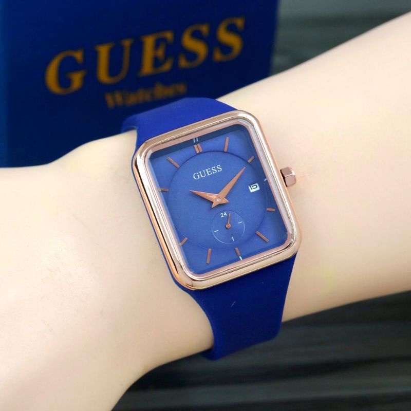 Ls guess Watch Date Active strap rubber ring rosegold Women's Watch. 