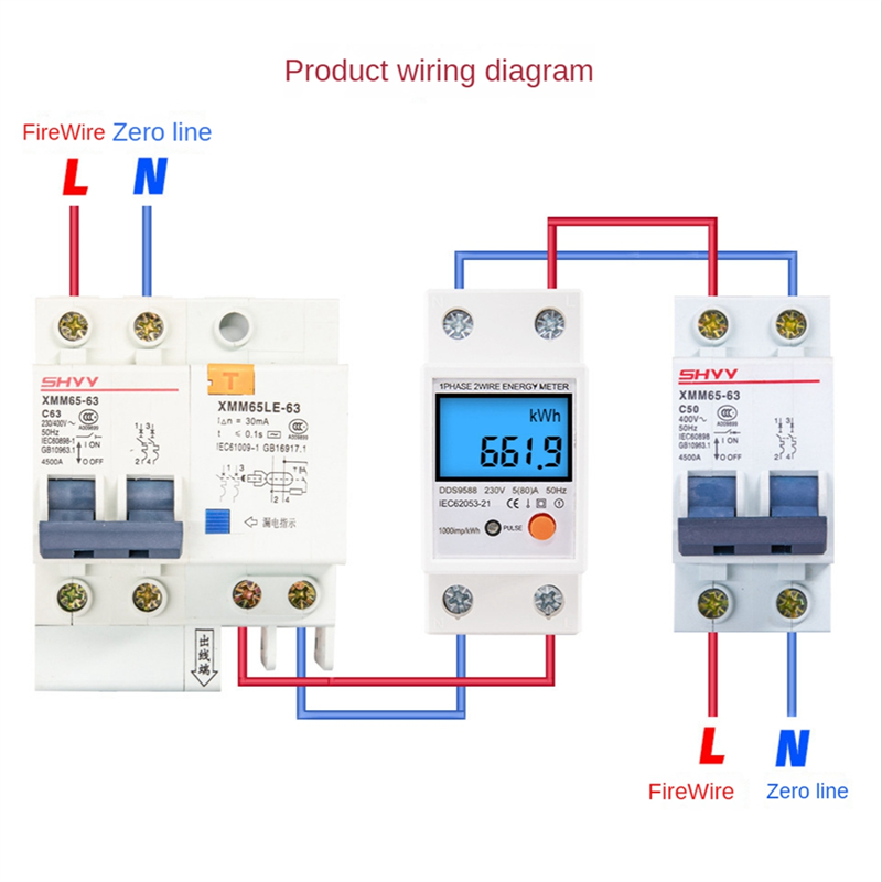 1 Pcs 230V AC Din Rail Single Phase Reset Zero Energy Meter Phase Reset Zero Energy Meter. 