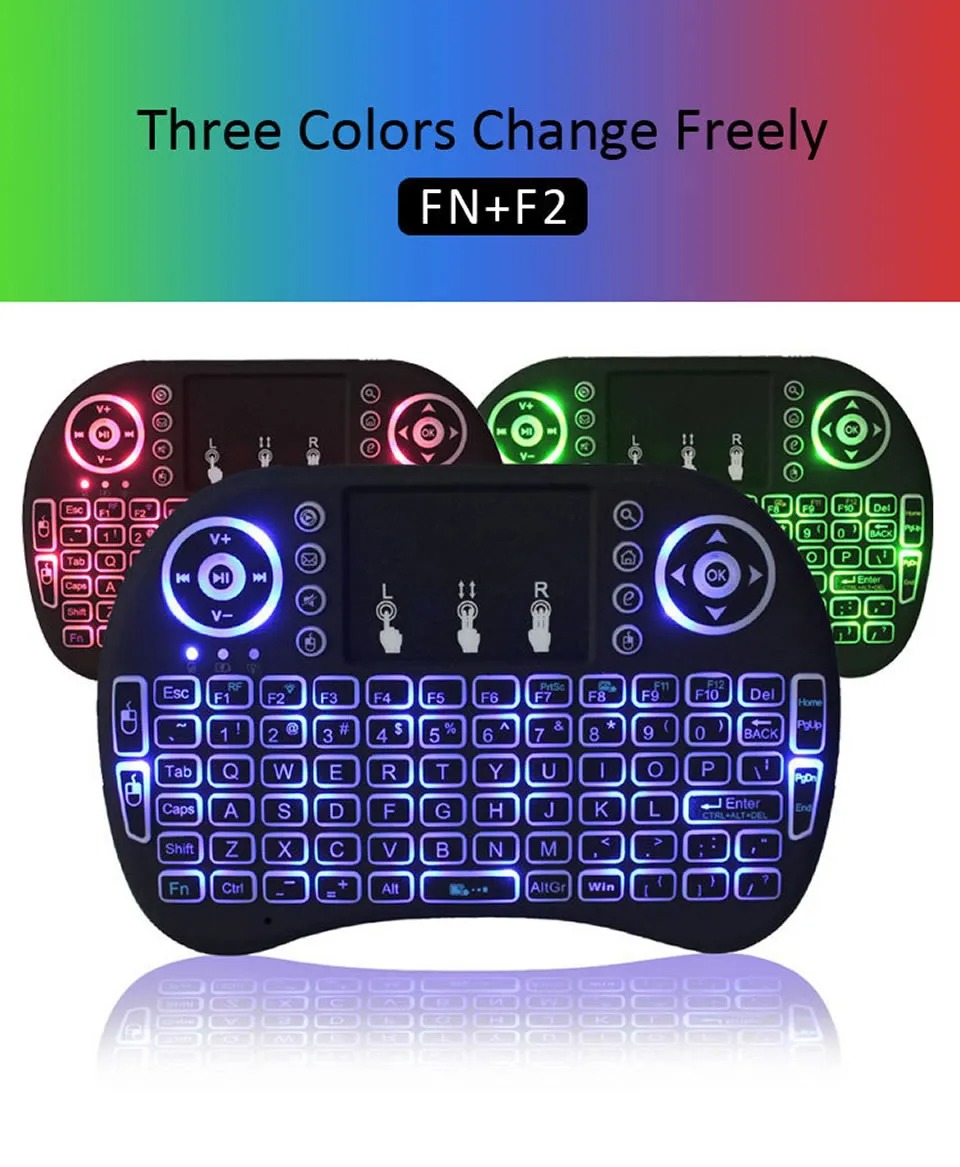 I8-B Mini Wireless Keyboard Rechargable Backlit Mini Keyboard With Touchpad Mouse - For Android Tv / Smart Tv  - Keyboard - Wireless Keyboard. 