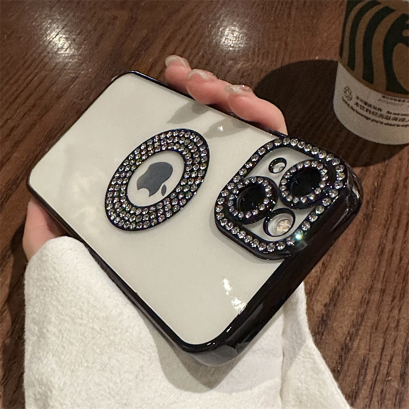 SUNAUDE For iPhone 11 Pro Max Mobile phone case with missing label and diamond inlay series sparkling and personalized high-end 2023 new and fresh new product phone protection case comfortable soft anti slip protection case. 