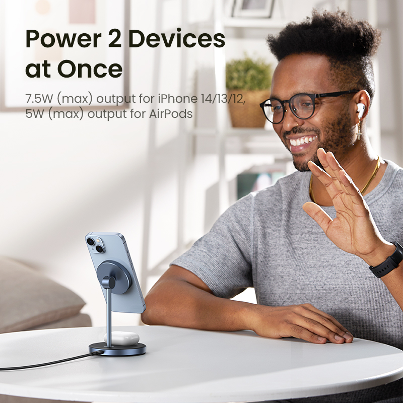 UGREEN Magnetic Wireless Charging Stand 20W Max Power 2in1 Charging Station for iPhone 14 Pro Max iPhone 13 AirPods Fast Charger. 