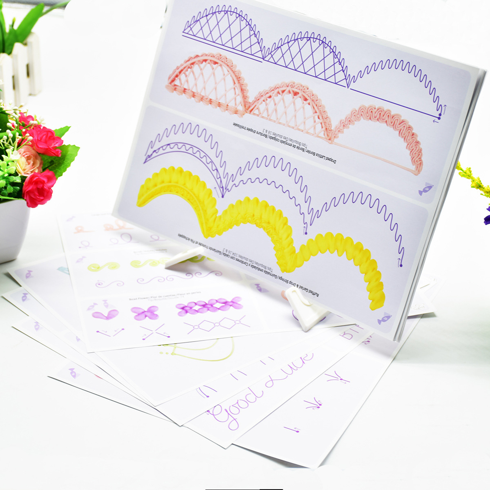 27Pcs/Set Cake Icing Piping DIY Practice Drawing Board Template Paper Cardboard. 
