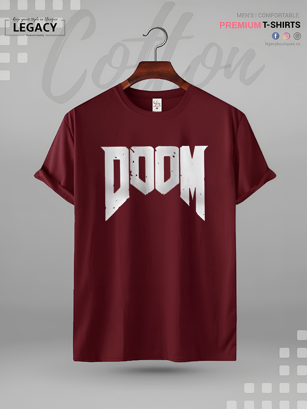 Men's High Quality T-Shirt In Lowest Price Doomguy Doom Character Name Printed. 
