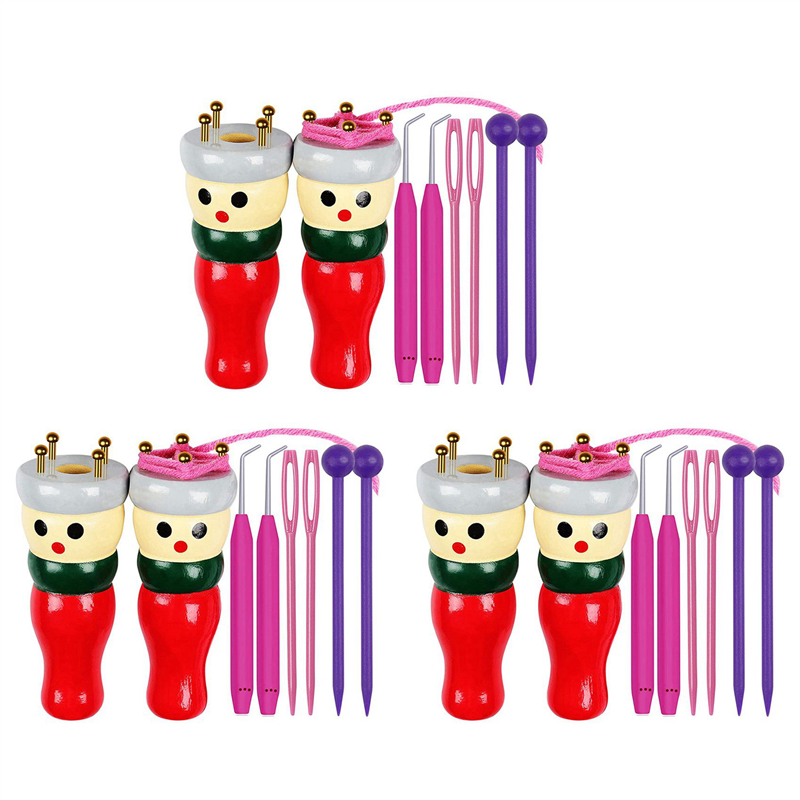 French Knitter Tool 6 Pack, Wooden Knitting Set Spool Knitting Doll Knitting Toy for Making Bracelets, Etc