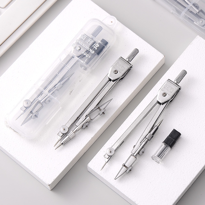 1Pc Simplified Compass Standard Engineering Drawing Tool, Drawing Metal Compass Multifunctional Circular Instrument with Core, Stationery, Learning Office Supplies. 