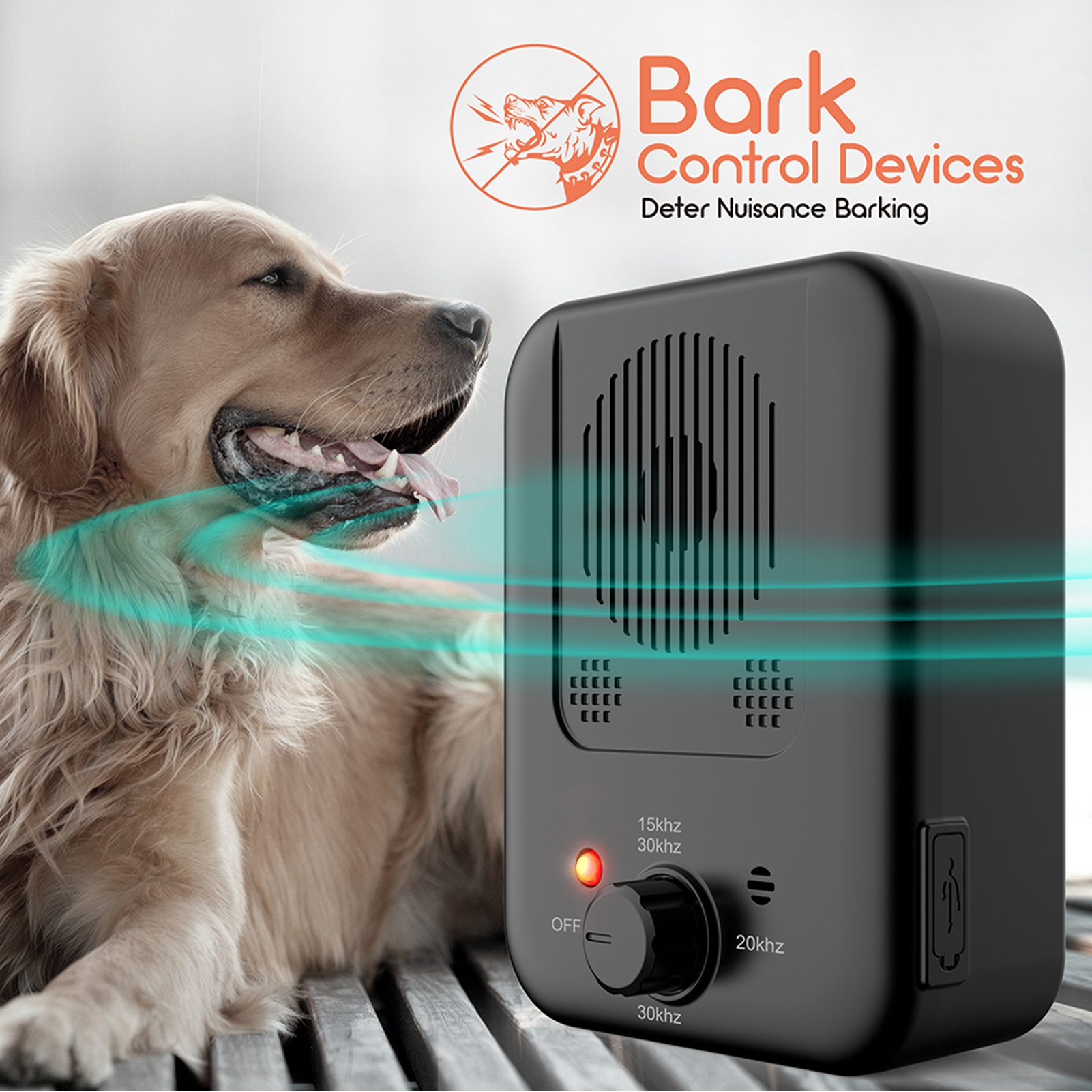 K4 Anti Barking Device Dog Bark Control Behavior Training Waterproof Rechargeable Tool Suitable for Small Medium Large Size Dogs 10m Control Range LED Indicate Indoor and Outdoor Deterrent System. 