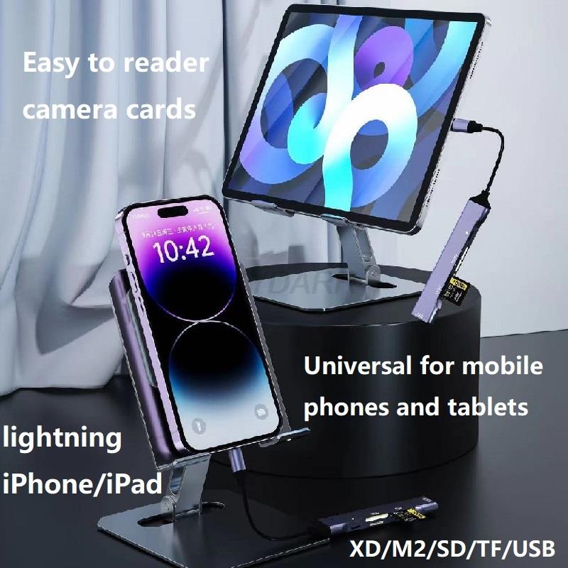 Czytnik kart iPhone XD 6 w 1 do czytnika kart Lightning M2 Adapter kart obrazkowych XD do czytnika SD/mysz/TF typu C z ładowaniem. 