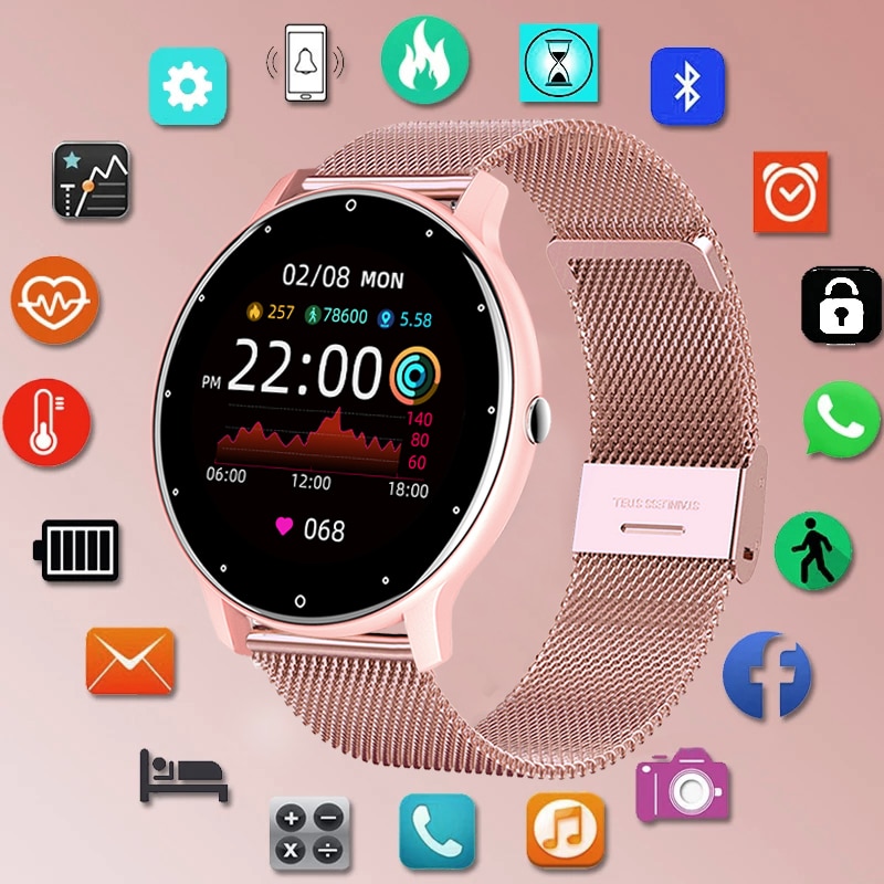 LIGE Smart watch Ladies Full touch Screen Sports Fitness watch IP67 waterproof Bluetooth For Android iOS Smart watch Female. 
