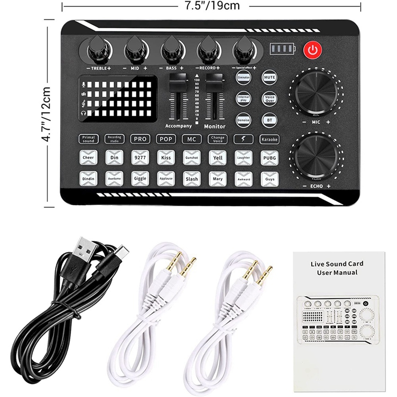 F998 Live Sound Card Audio Mixer Podcast, for Sound Effects Board. 