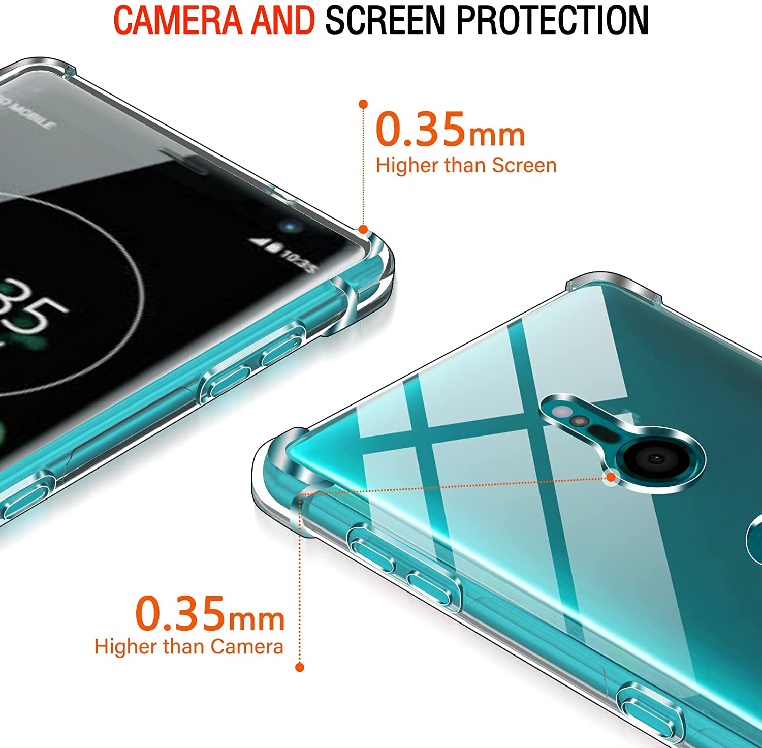 Cover Personalizzata Per Sony Xperia XZ3 Con Foto O Testo - Custodia Morbida TPU Trasparente + Cinturino Universale - 3