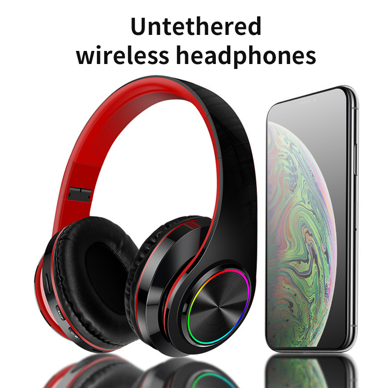 B39 Headphone With Wireless Bluetooth Colorful Light Pluggable Card Game Music Movement Bluetooth Headset. 