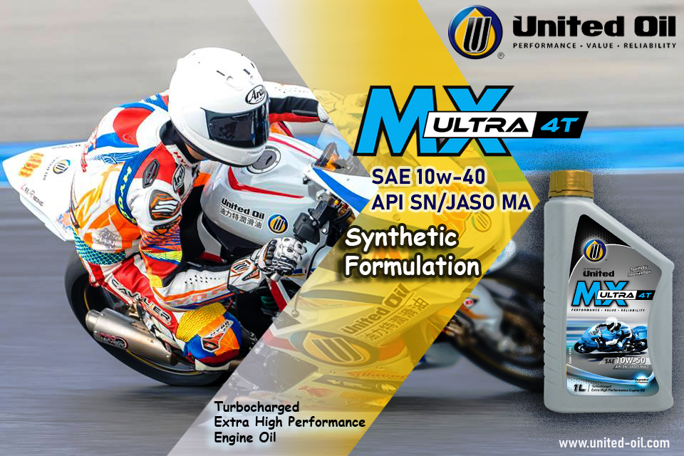 UNITED MX ULTRA 4T II SAE 10w-40 II API SN JASO MA II SIZE 1L. 