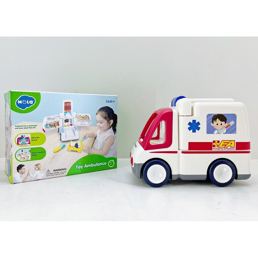 Hola Toy Ambulance Kids Early Learning Educational Plastic Role Play Ambulance Toys