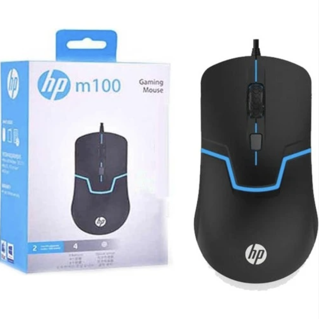 Hp M100 Usb Wired Gaming Optical Mouse With Led Backlight And Adjustable 1000/1600 Dpi Settings - 3 Buttons For Gaming Gamers. 
