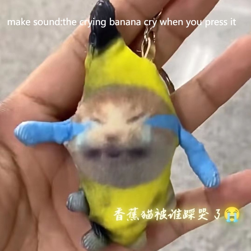 Cute Crying Sound Banana Cat Keychain Creative Happy Cat Crying Banana Cat Doll Pendant Phonating Cat Stuffed Plush Gifts. 