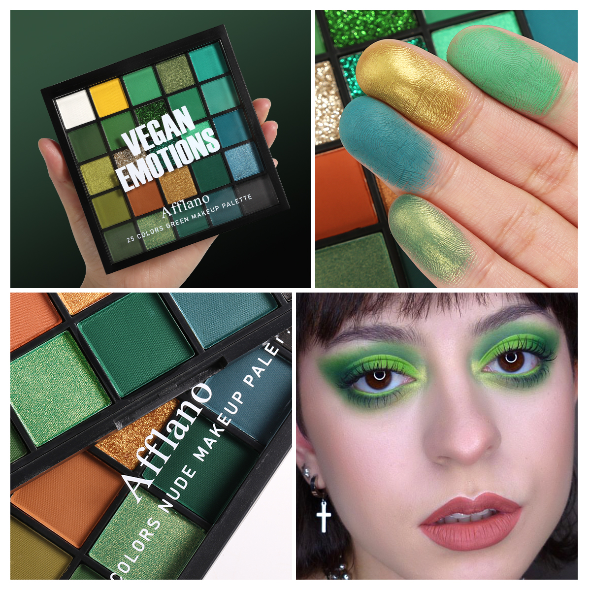 Green Eyeshadow Palette, 25 Colors Matte Shimmer Blue Green Gold Multichrome Eye Shadow Palette, Highly Pigmented Pro Colorful. 