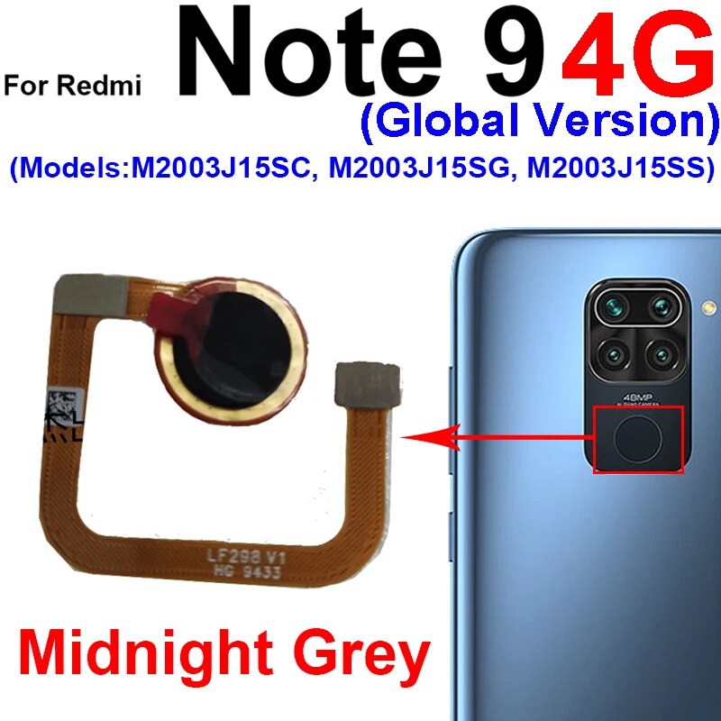 Home Button Flex Cable For Xiaomi Redmi Note 9 9S 9Pro Note 10 Pro 4G 5G Fingerprint with Power Button Touch Sensor Flex Ribbon. 