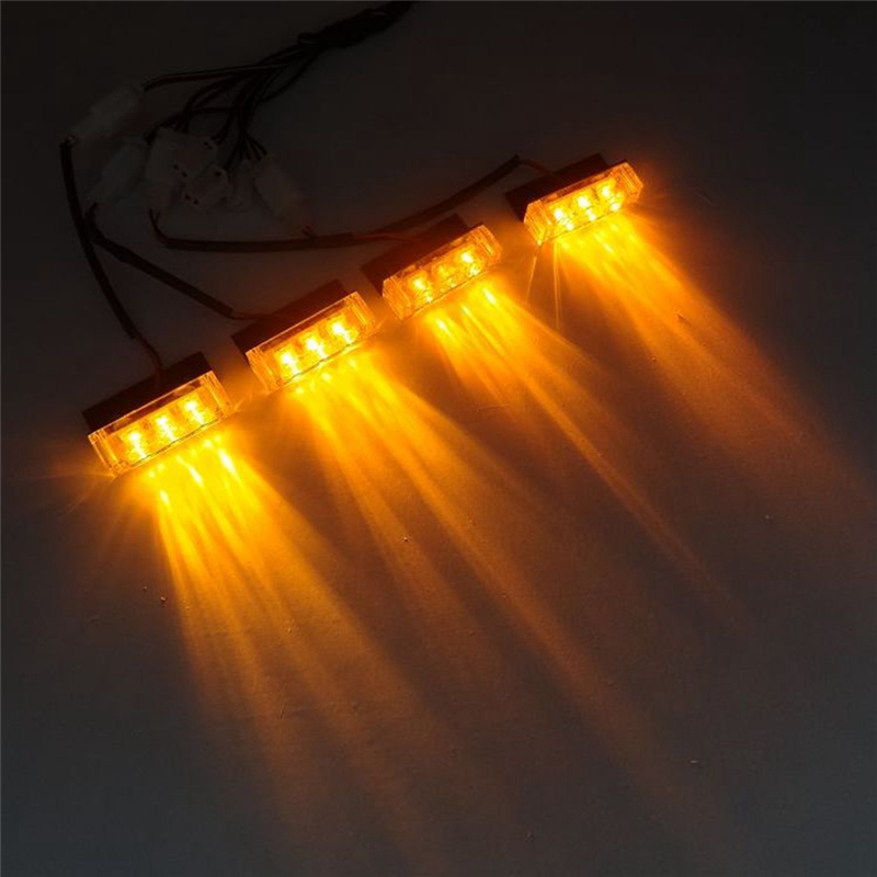 One Drag Four Strobe Lights Strobe Lights Signal Lights Car LED Lights General Car Supplies,Yellow Light. 